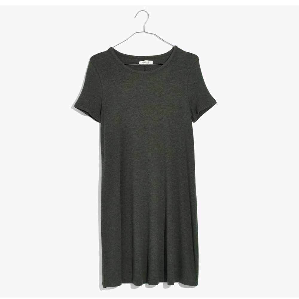 NWT Madewell Womens Size Small Olive Stretch Ribbed Swingy Tee Mini Dress NEW